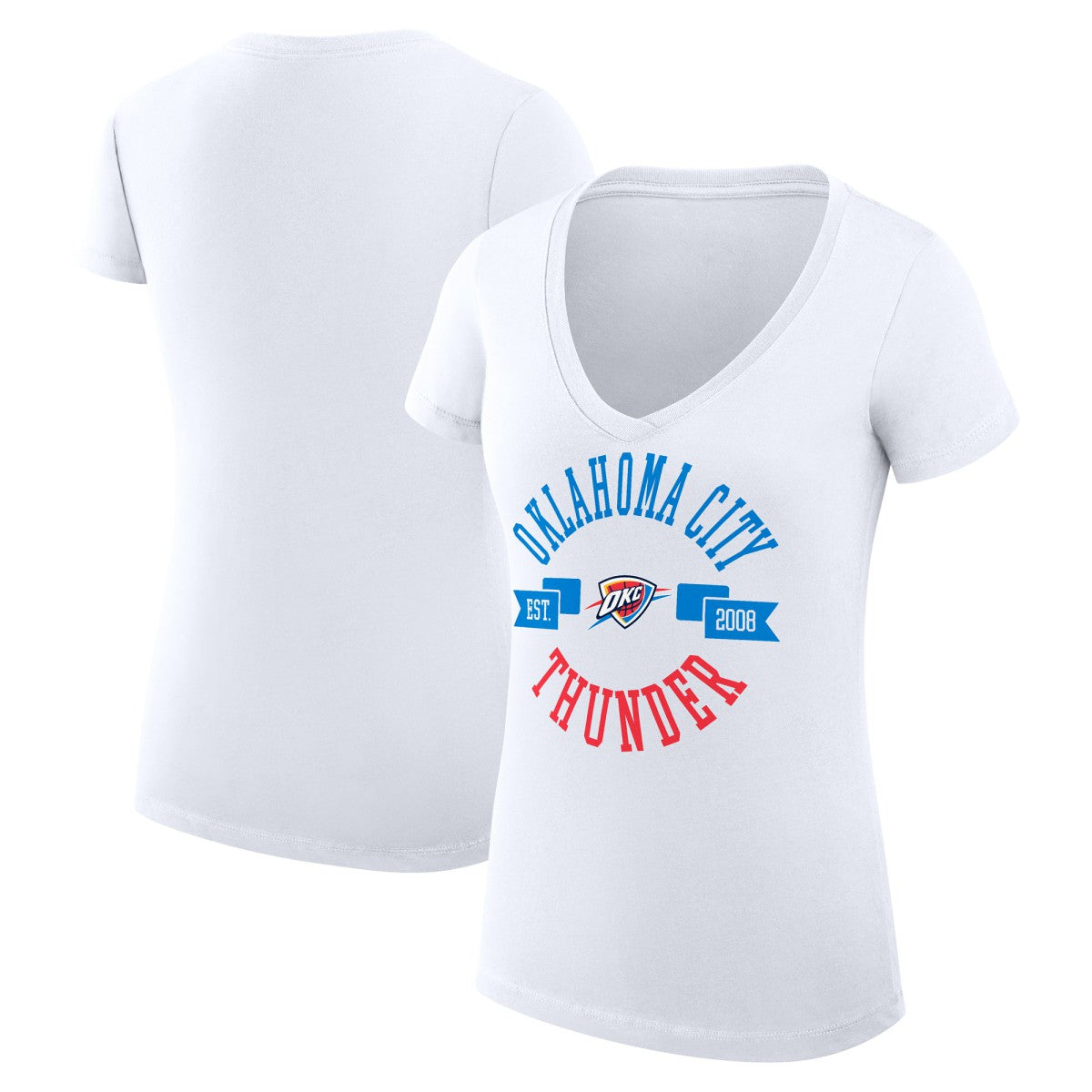 Oklahoma City Thunder G-III 4Her by Carl Banks Women's Super-Slim Fit Lightweight Large City Logo V-Neck T-Shirt