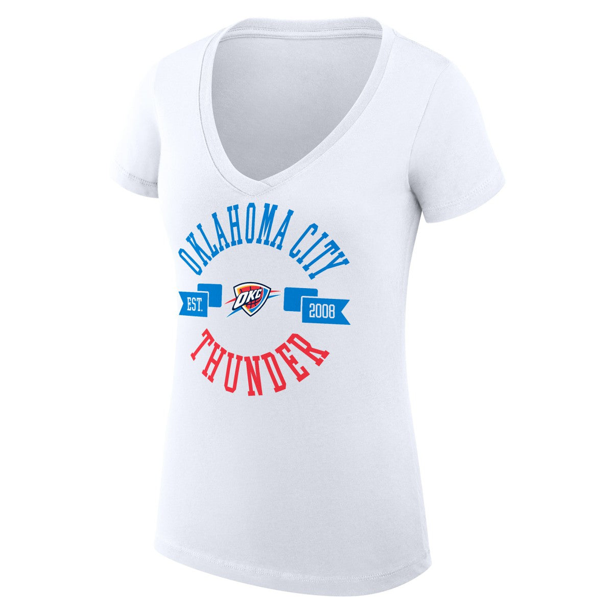 Oklahoma City Thunder G-III 4Her by Carl Banks Women's Super-Slim Fit Lightweight Large City Logo V-Neck T-Shirt
