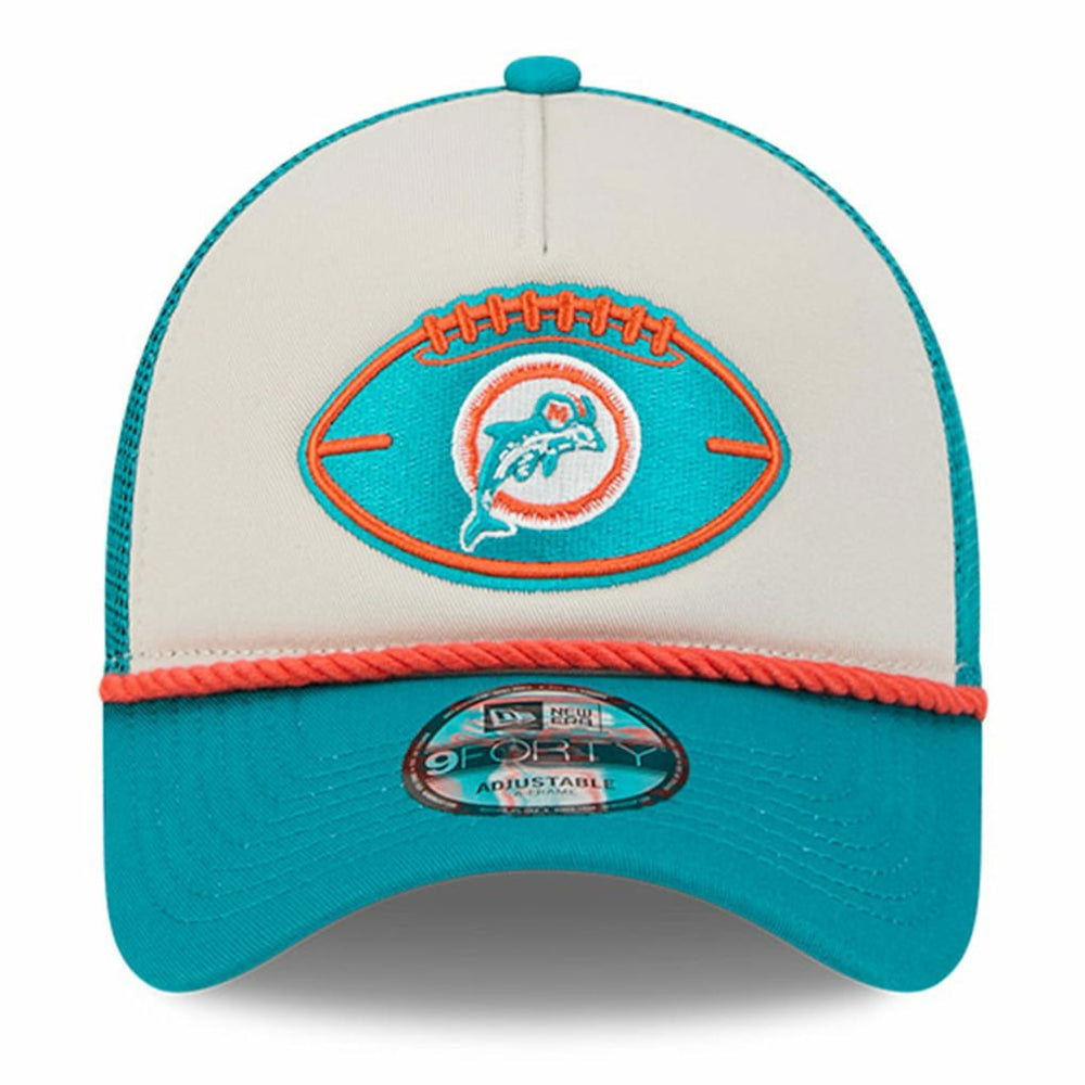 2024 Sideline Historic 9FORTY A-Frame Trucker Adjustable Hat - Miami Dolphins Hats