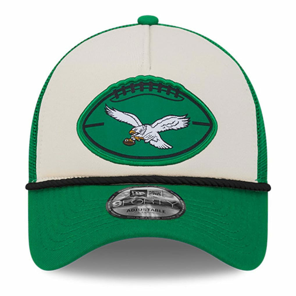 2024 Sideline Historic 9FORTY A-Frame Trucker Adjustable Hat - Philadelphia Eagles Hats