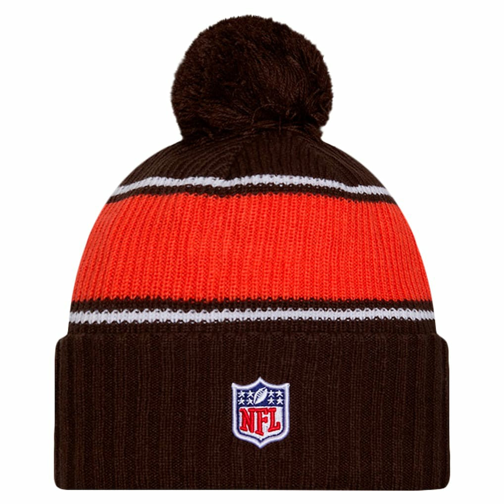 2024 Sideline Cuffed Knit Hat with Pom - Cleveland Browns Hats