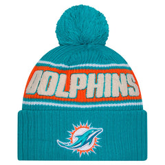 2024 Sideline Cuffed Knit Hat with Pom - Miami Dolphins Hats