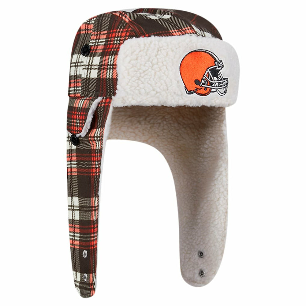Sideline Plaid Sherpa Trapper Hat - Cleveland Browns Hats
