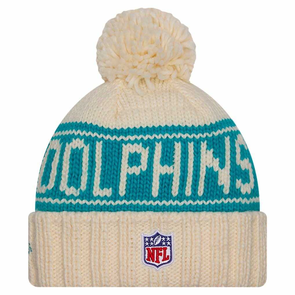 Women's 2024 Sideline Cuffed Knit Hat with Pom - Miami Dolphins Hats
