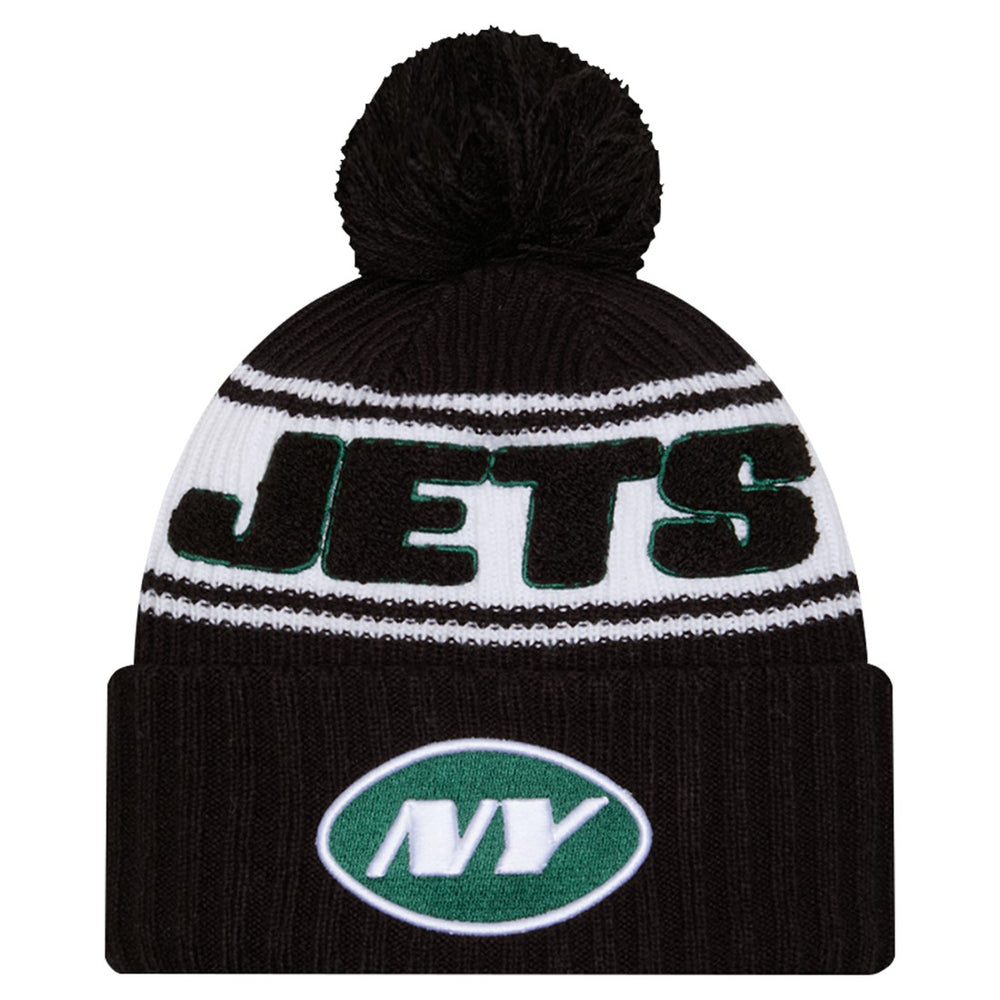 Youth 2024/25 Sideline Cuffed Knit Hat with Pom - New York Jets Hats