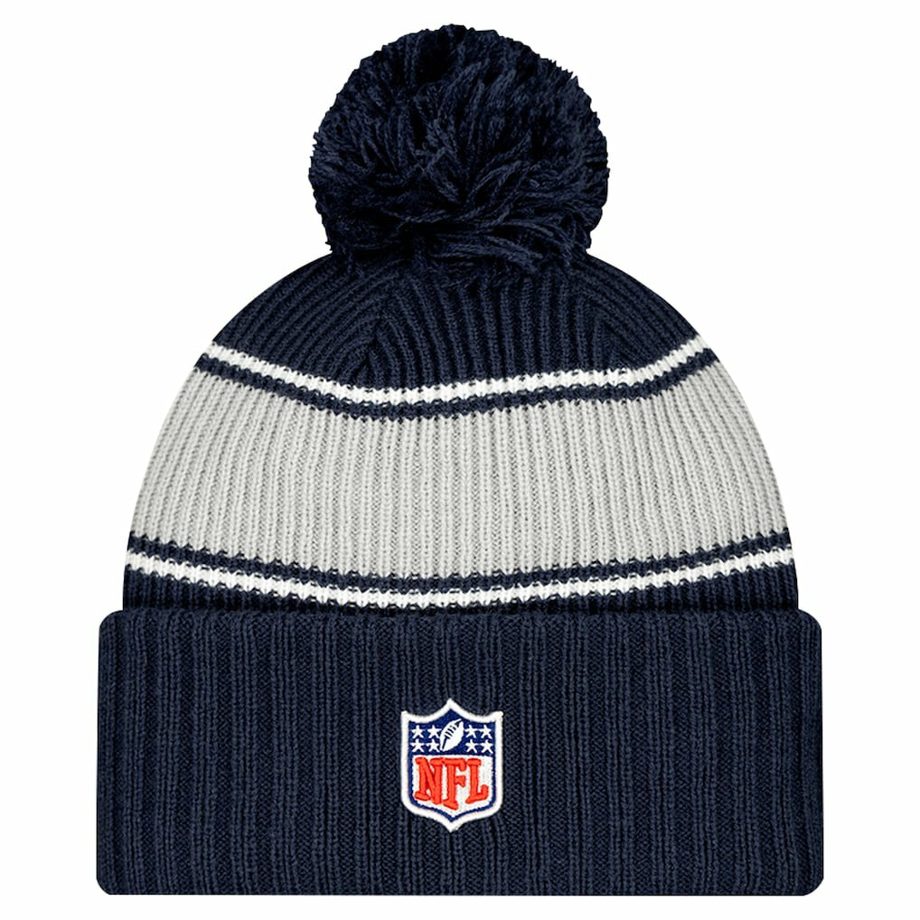 Youth 2024/25 Sideline Cuffed Knit Hat with Pom - Dallas Cowboys Hats