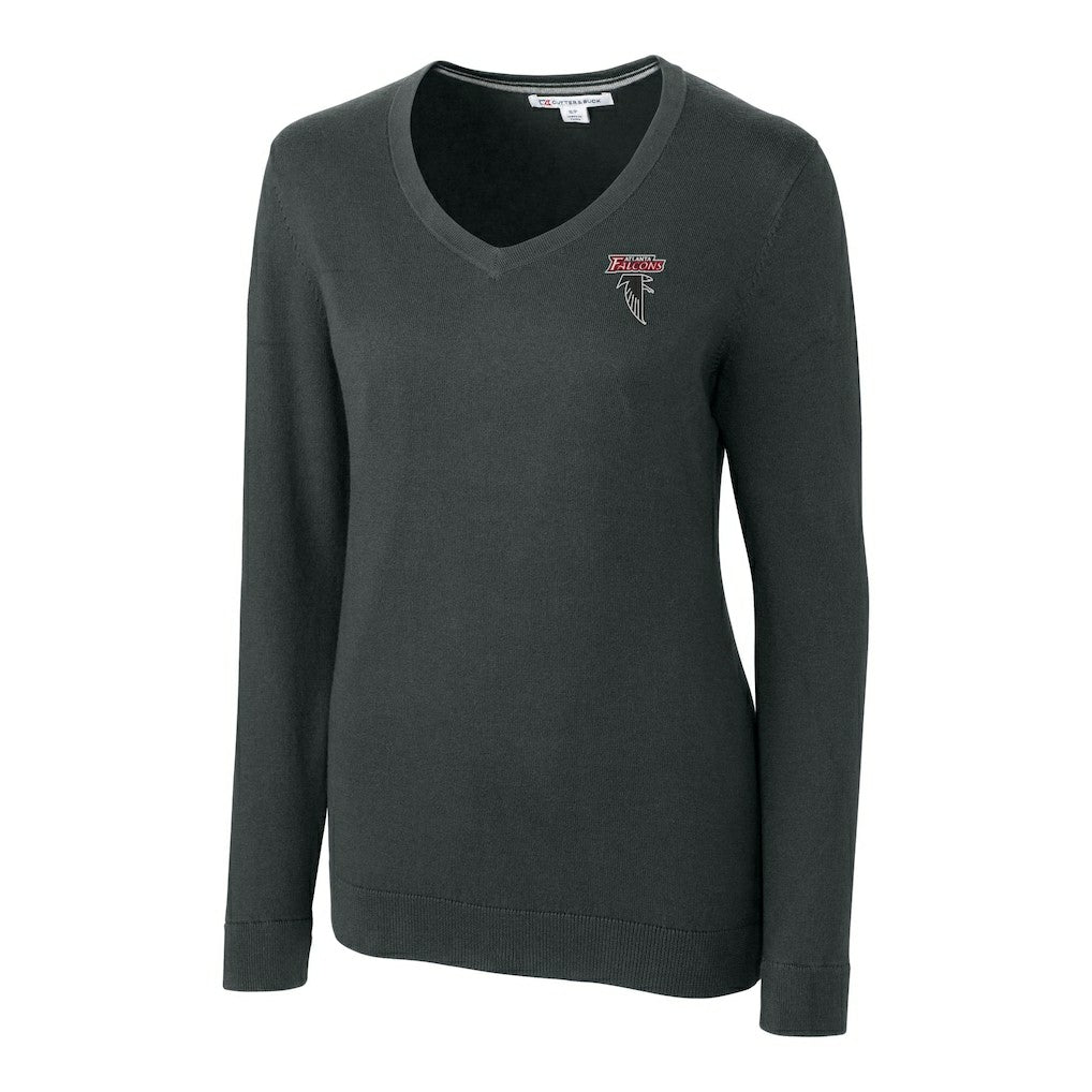 Cutter & Buck Women's Throwback Logo Lakemont Tri-Blend V-Neck Pullover Sweater - Atlanta Falcons Pullover