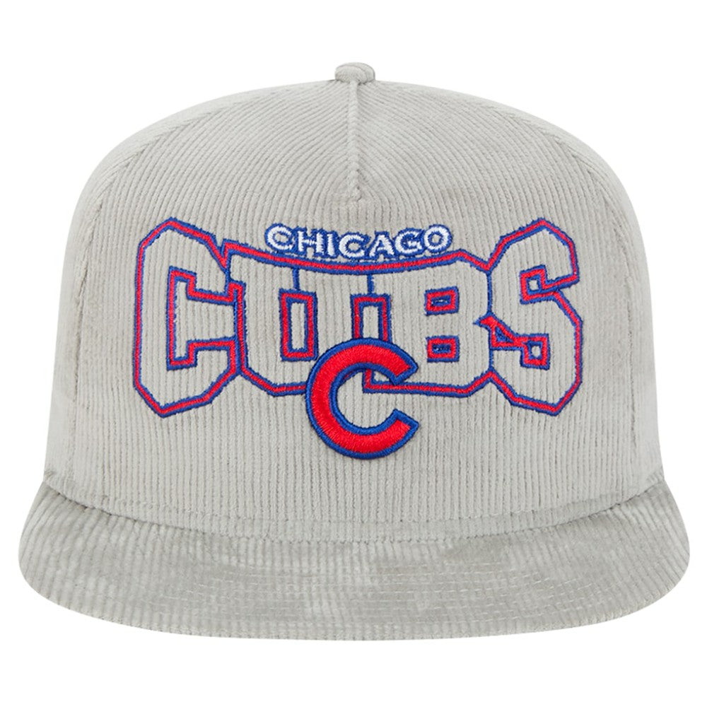 New Era Chicago Cubs Gray Corduroy Golfer Snapback Hat