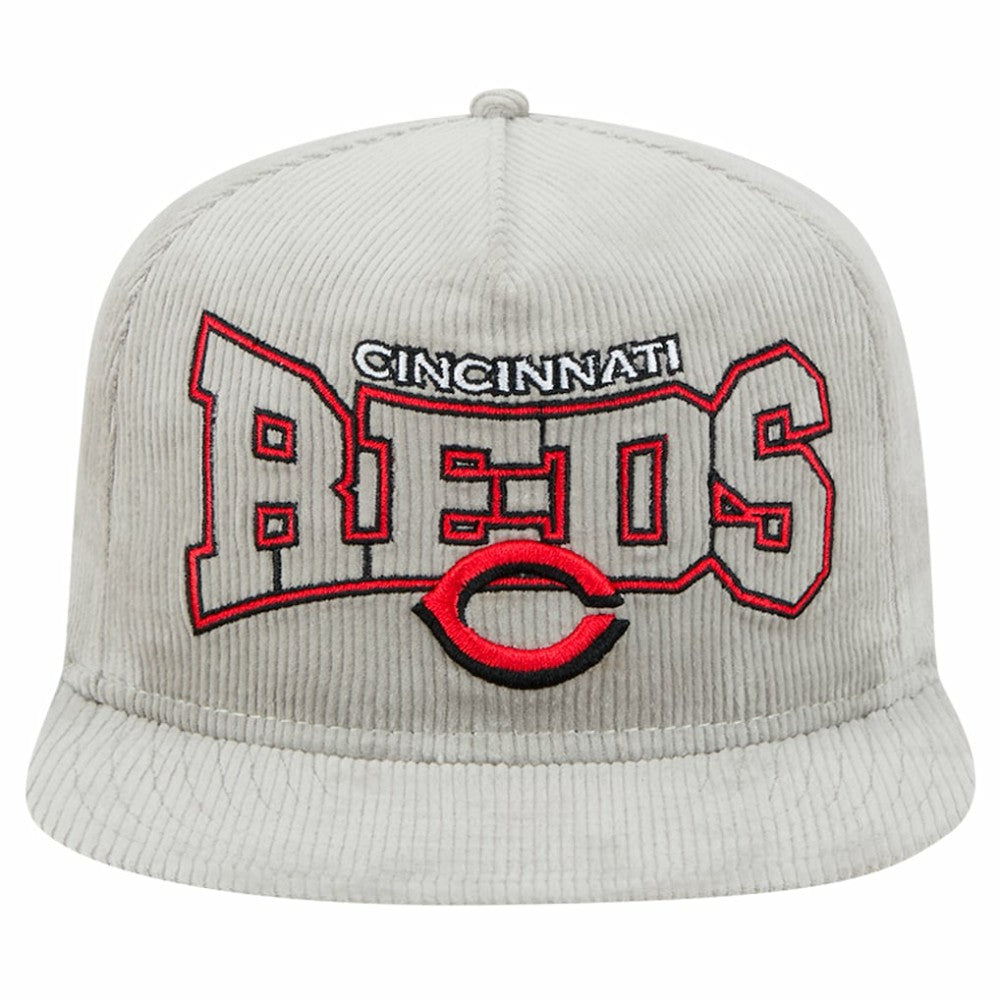 New Era Cincinnati Reds Gray Corduroy Golfer Snapback Hat