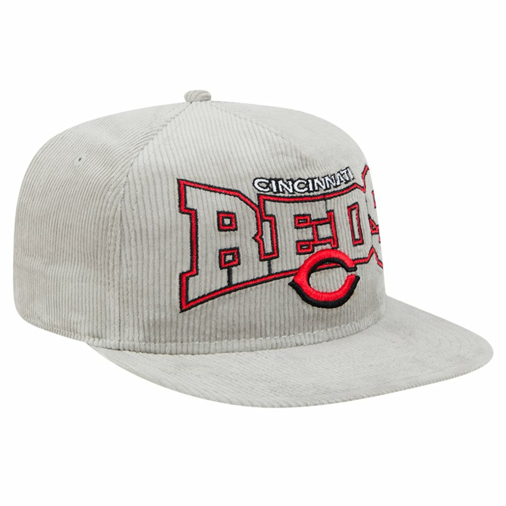 New Era Cincinnati Reds Gray Corduroy Golfer Snapback Hat