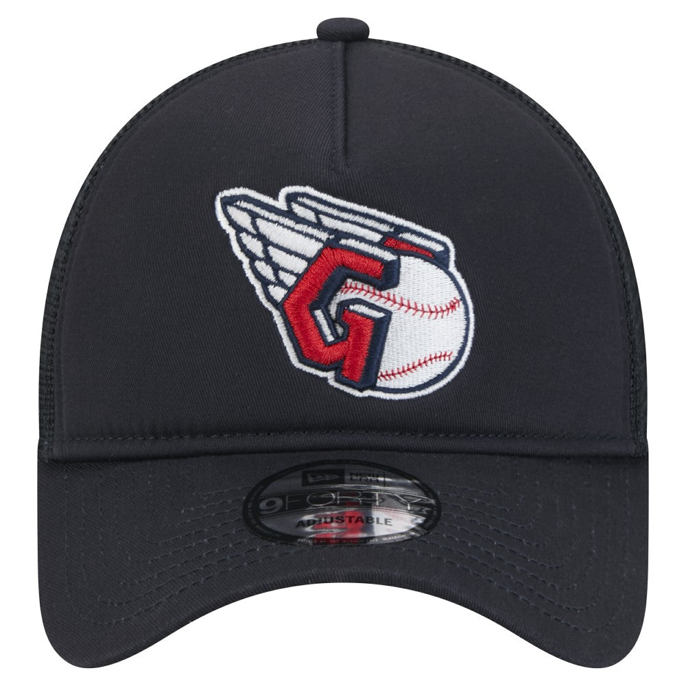 Navy Cleveland Guardians New Era 9FORTY A-Frame Trucker Adjustable Hat