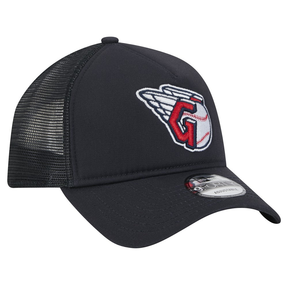 Navy Cleveland Guardians New Era 9FORTY A-Frame Trucker Adjustable Hat