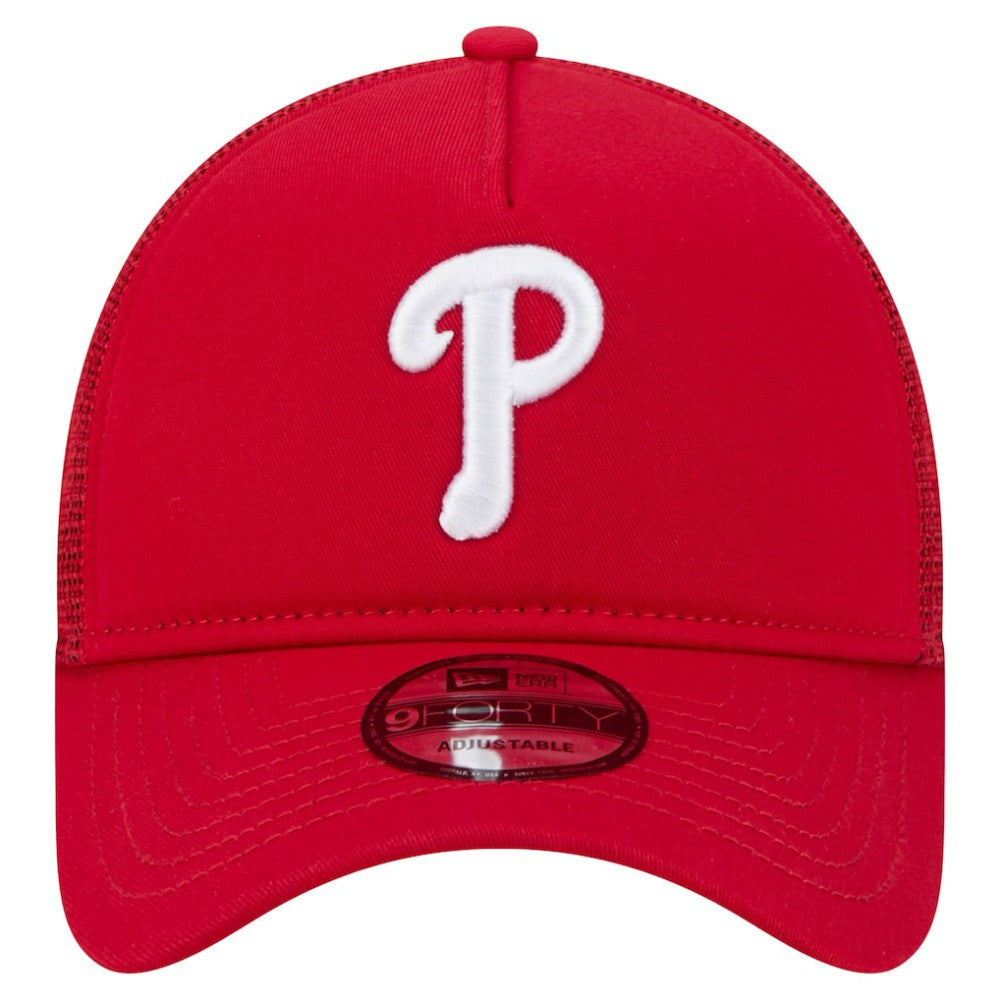 Red Philadelphia Phillies New Era 9FORTY A-Frame Trucker Adjustable Hat
