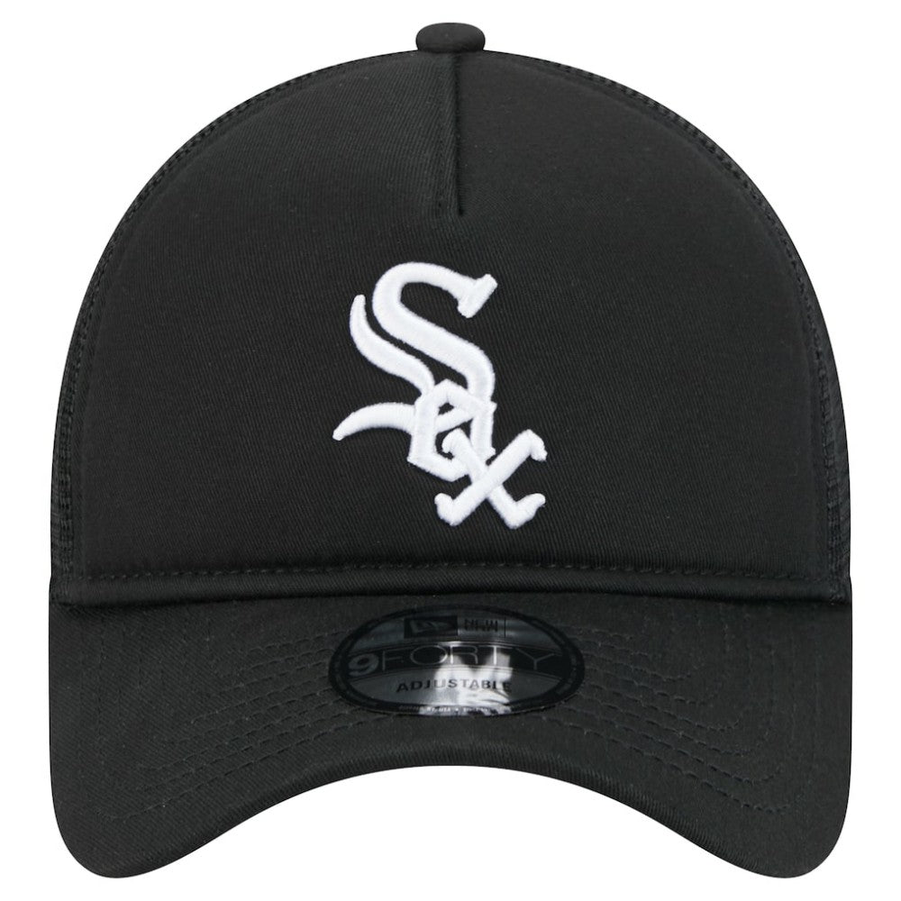 Black Chicago White Sox New Era 9FORTY A-Frame Trucker Adjustable Hat
