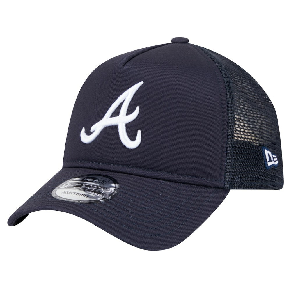 Navy Atlanta Braves New Era 9FORTY A-Frame Trucker Adjustable Hat