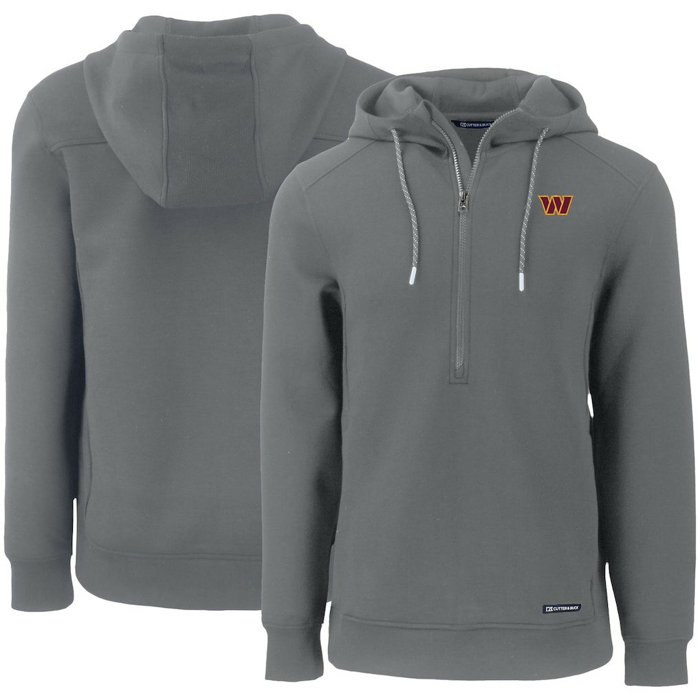 Cutter & Buck Primary Mark Roam Eco Recycled Half-Zip Pullover Hoodie - Washington Commanders Hoodies