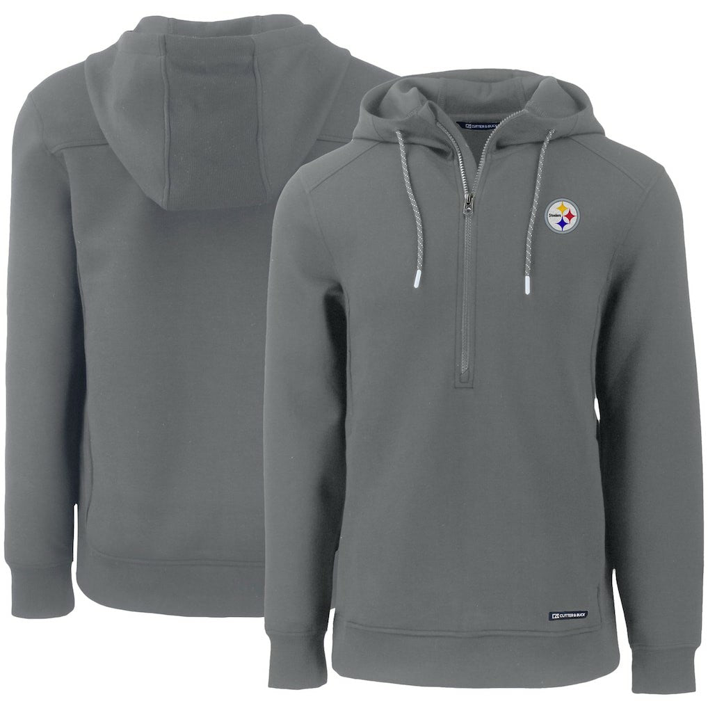 Cutter & Buck Primary Mark Roam Eco Recycled Half-Zip Pullover Hoodie - Pittsburgh Steelers Hoodies
