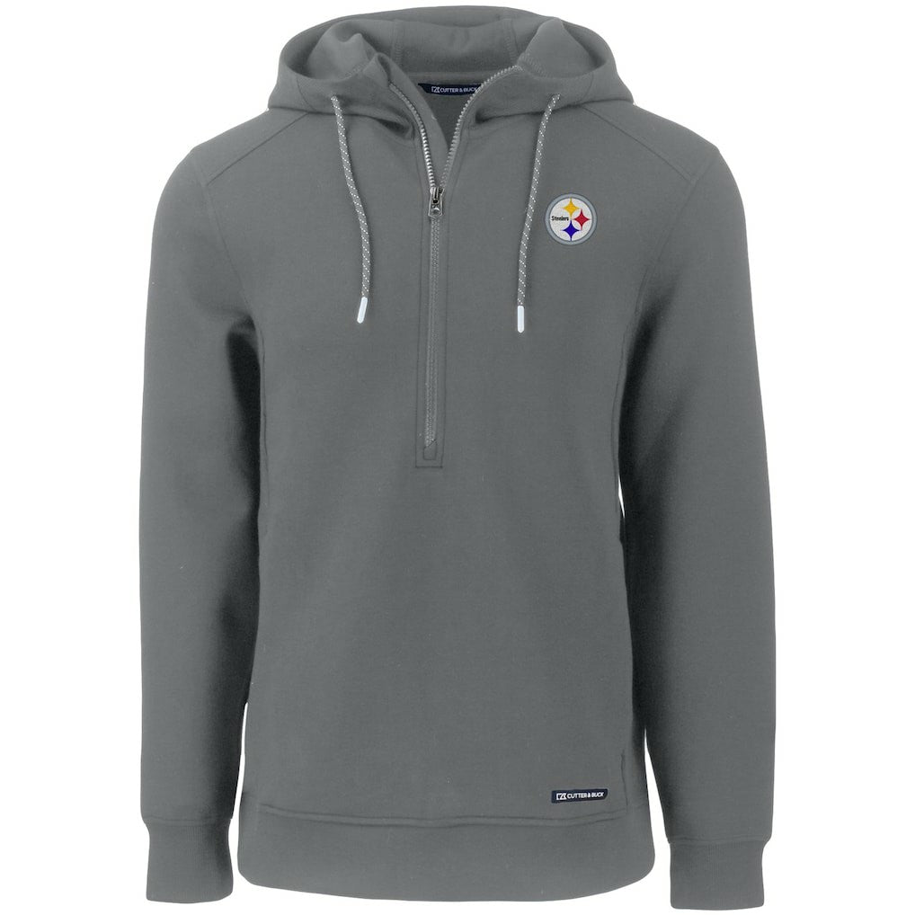Cutter & Buck Primary Mark Roam Eco Recycled Half-Zip Pullover Hoodie - Pittsburgh Steelers Hoodies