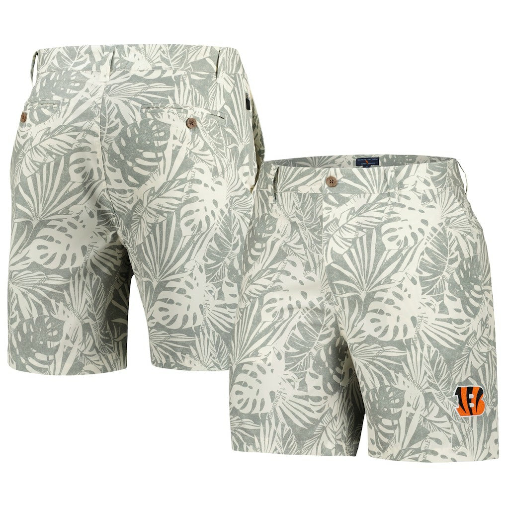 Margaritaville Sandwashed Monstera Print Amphib Shorts - Cincinnati Bengals Shorts