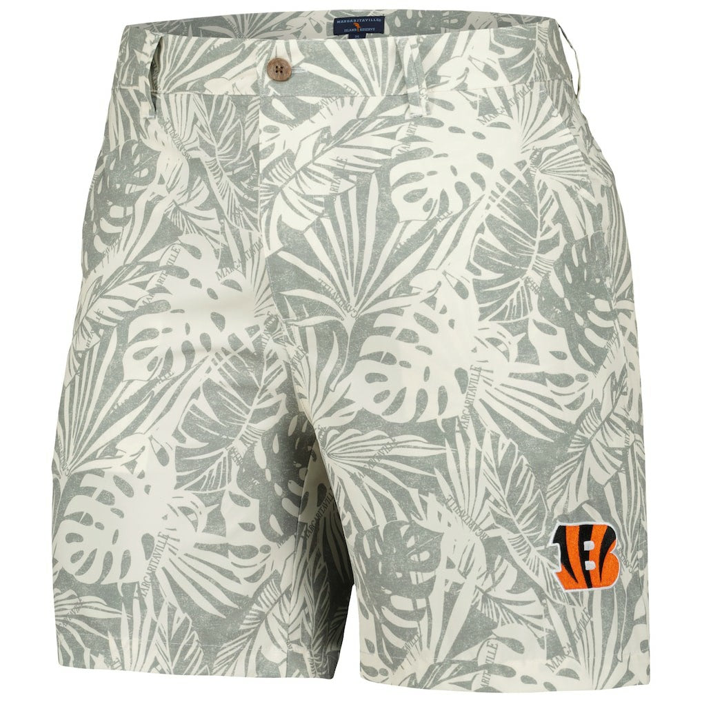 Margaritaville Sandwashed Monstera Print Amphib Shorts - Cincinnati Bengals Shorts