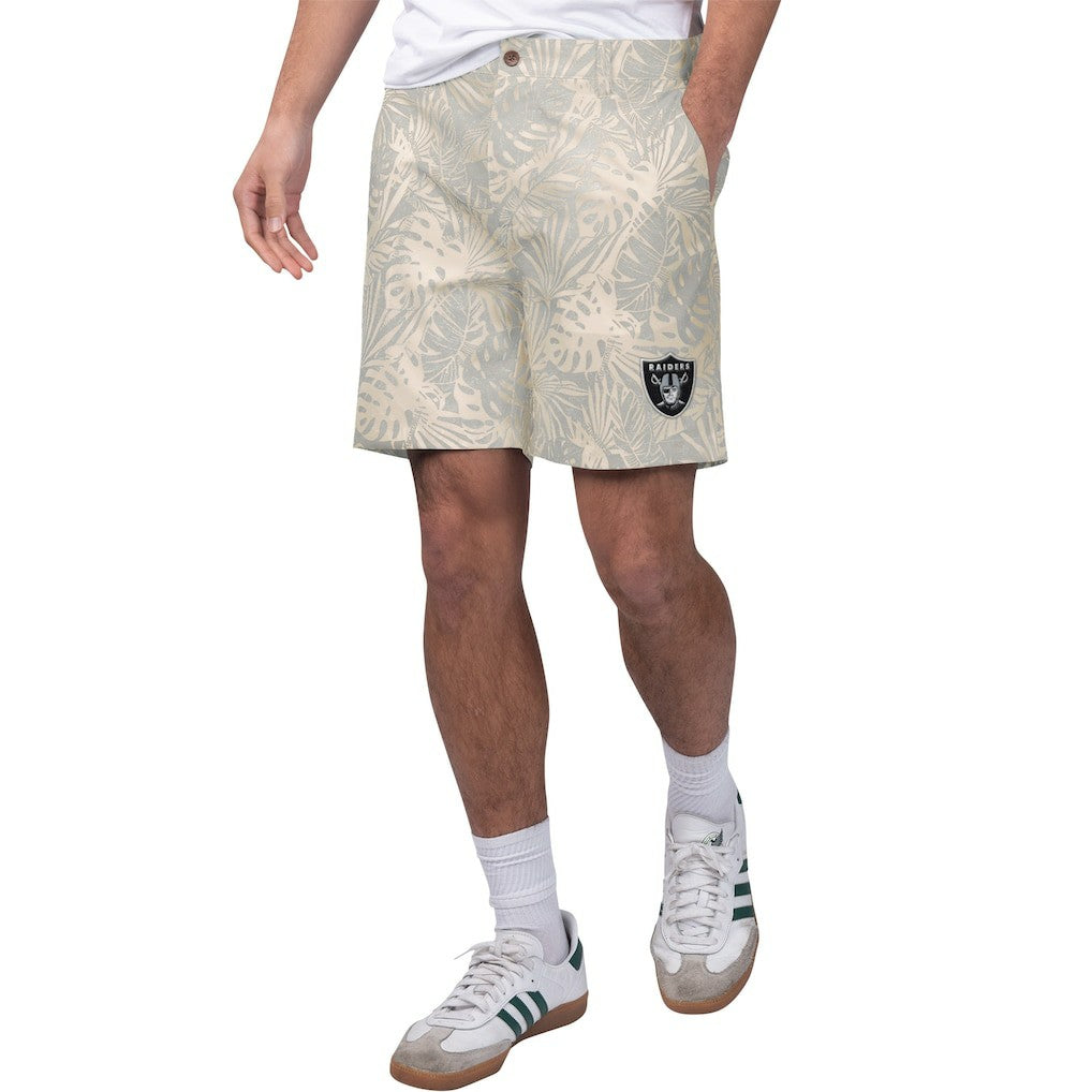Margaritaville Sandwashed Monstera Print Amphib Shorts - Las Vegas Raiders Shorts