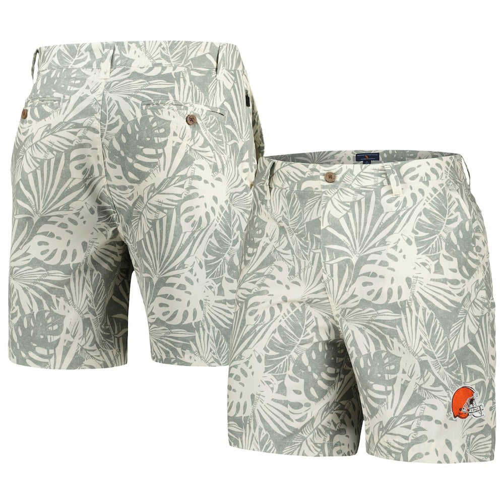 Margaritaville Sandwashed Monstera Print Amphib Shorts - Cleveland Browns Shorts
