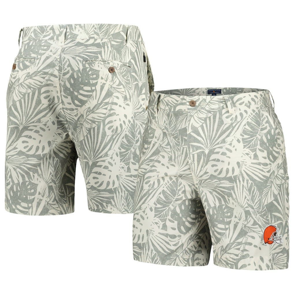 Margaritaville Sandwashed Monstera Print Amphib Shorts - Cleveland Browns Shorts