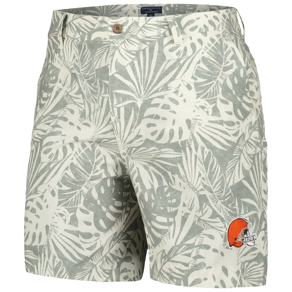 Margaritaville Sandwashed Monstera Print Amphib Shorts - Cleveland Browns Shorts