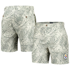 Margaritaville Sandwashed Monstera Print Amphib Shorts - Pittsburgh Steelers Shorts