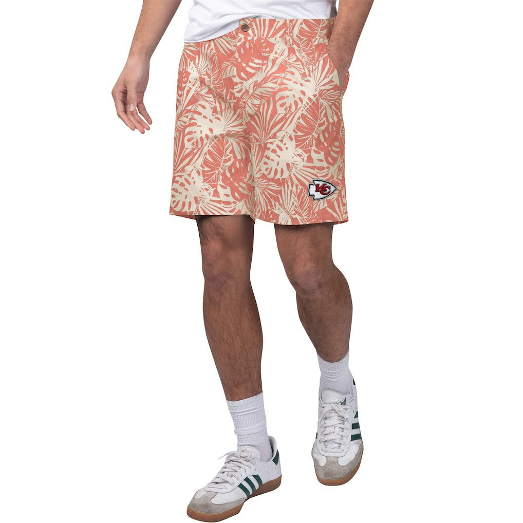 Margaritaville Sandwashed Monstera Print Amphib Shorts - Kansas City Chiefs Shorts