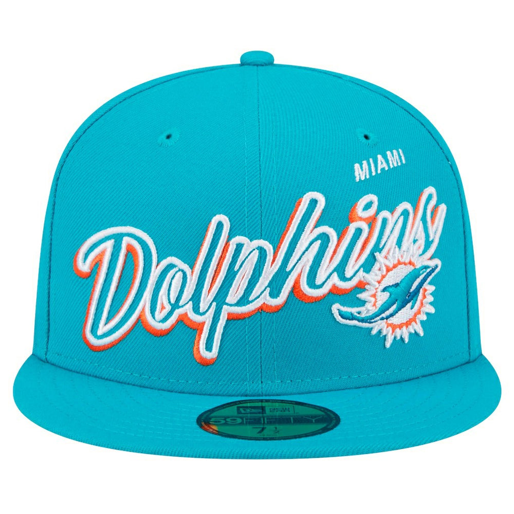 Script Sided 59FIFTY Fitted Hat - Miami Dolphins Hats