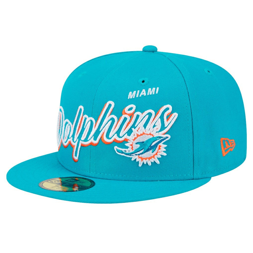 Script Sided 59FIFTY Fitted Hat - Miami Dolphins Hats