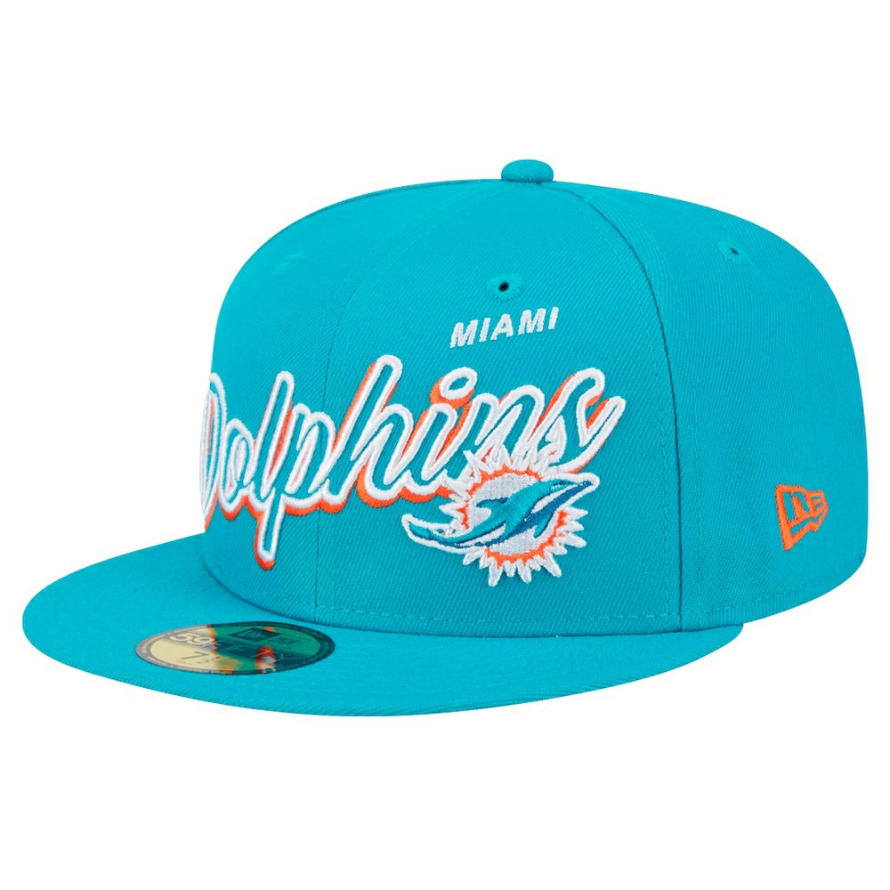 Script Sided 59FIFTY Fitted Hat - Miami Dolphins Hats