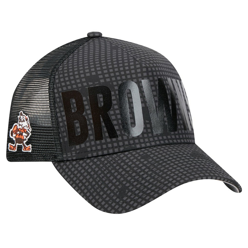 Throwback Midnight Ink Tonal Text A-Frame Trucker 9FORTY Adjustable Hat - Cleveland Browns Hats