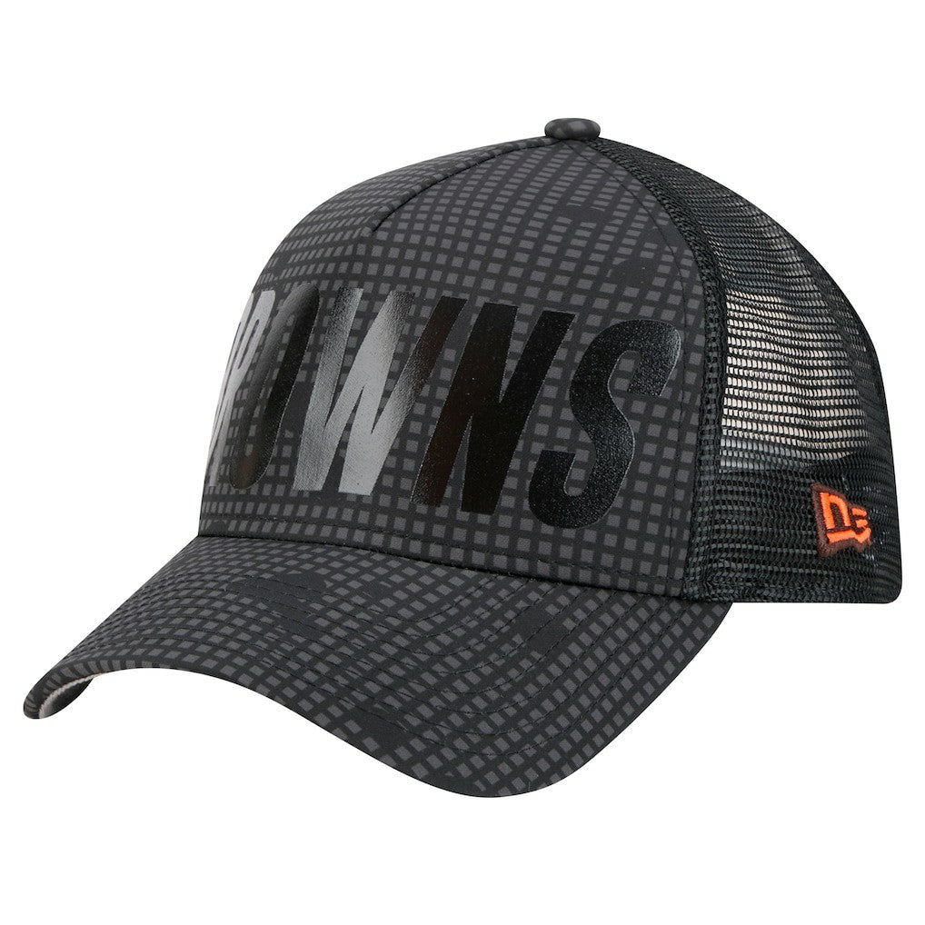 Throwback Midnight Ink Tonal Text A-Frame Trucker 9FORTY Adjustable Hat - Cleveland Browns Hats