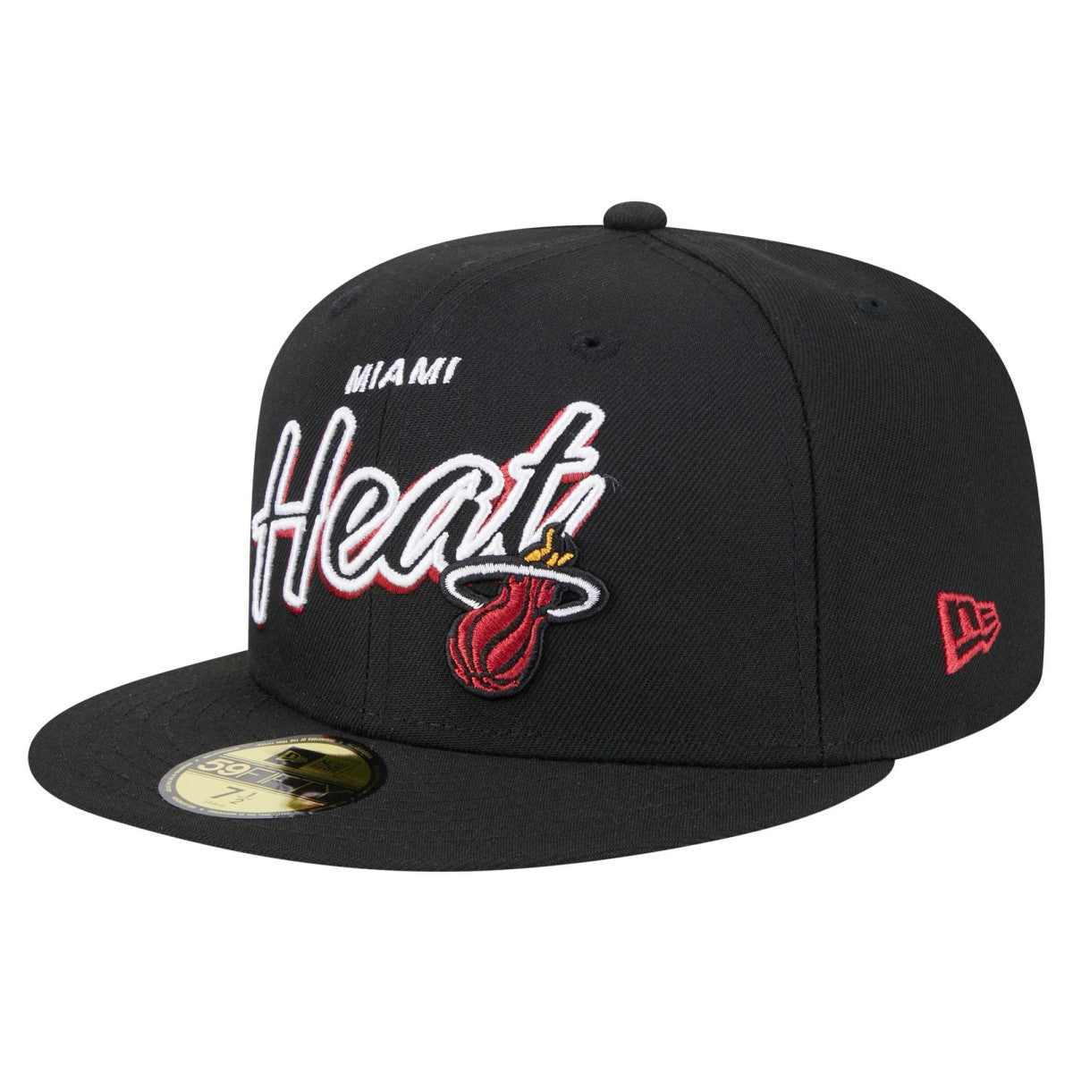 New Era Miami Heat Sport Night Script Sided 59FIFTY Fitted Hat