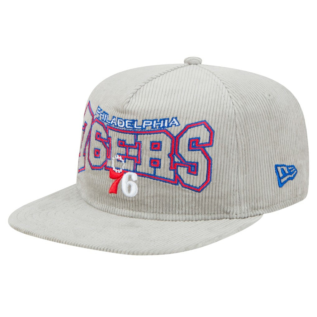 New Era Philadelphia 76ers Throwback Corduroy Golfer Snapback Hat