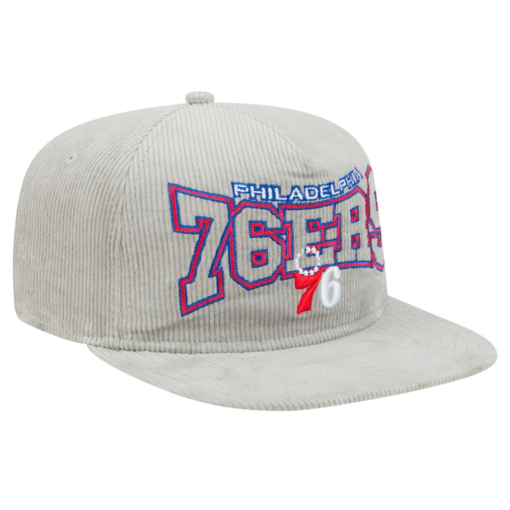 New Era Philadelphia 76ers Throwback Corduroy Golfer Snapback Hat