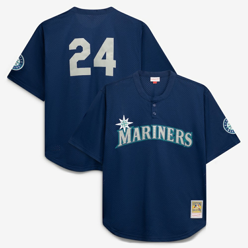 Navy Seattle Mariners Mitchell & Ness Big & Tall Cooperstown Collection Mesh Batting Practice Jersey