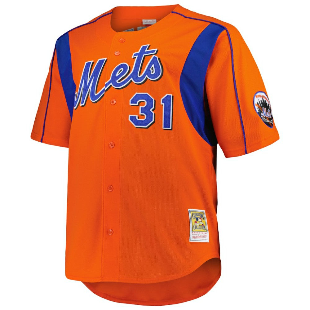 Orange Mike Piazza New York Mets Mitchell & Ness Big & Tall Cooperstown Mesh Batting Practice Jersey