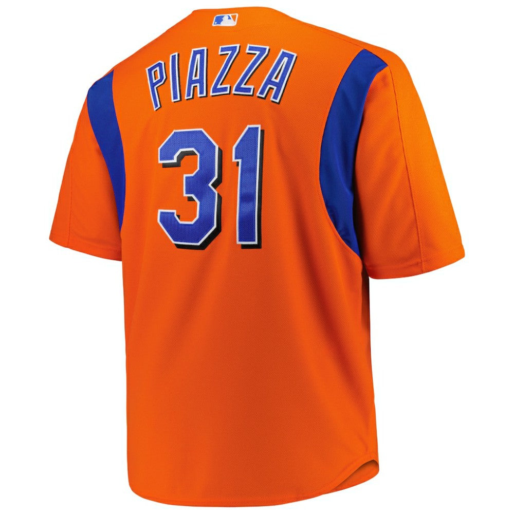 Orange Mike Piazza New York Mets Mitchell & Ness Big & Tall Cooperstown Mesh Batting Practice Jersey