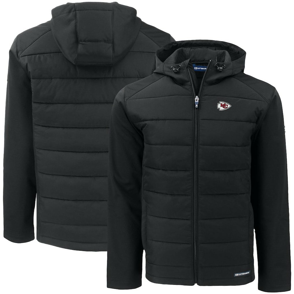 Cutter & Buck Big & Tall Evoke Hybrid Eco Softshell Recycled Full-Zip Hooded Jacket - Kansas City Chiefs Jackets