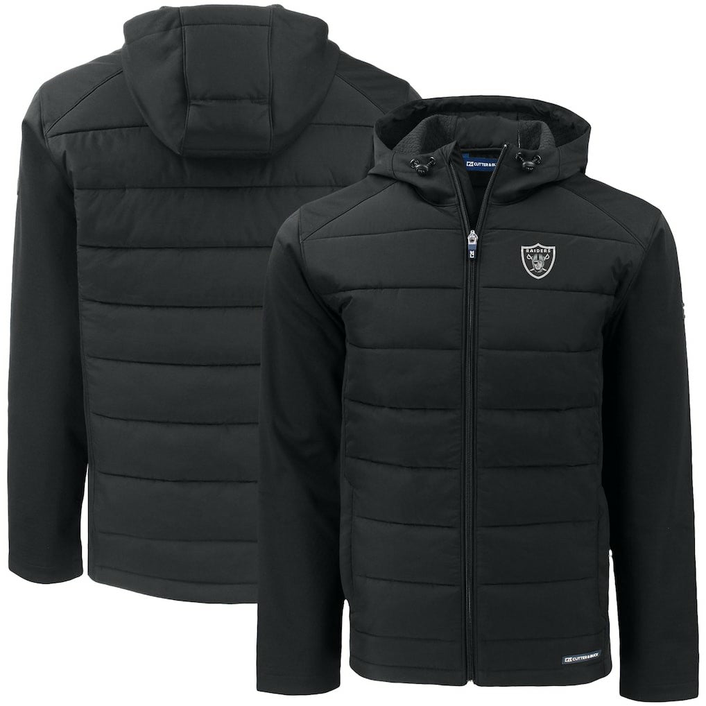 Cutter & Buck Big & Tall Evoke Hybrid Eco Softshell Recycled Full-Zip Hooded Jacket - Las Vegas Raiders Jackets