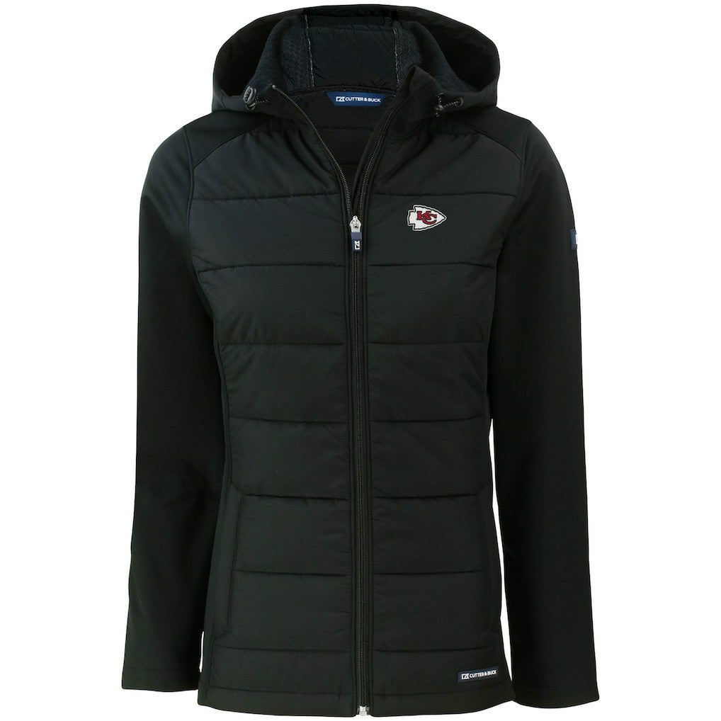 Cutter & Buck Women's Evoke PrimaLoft Hybrid Eco Softshell Recycled Full-Zip Hooded Jacket - Kansas City Chiefs Jackets