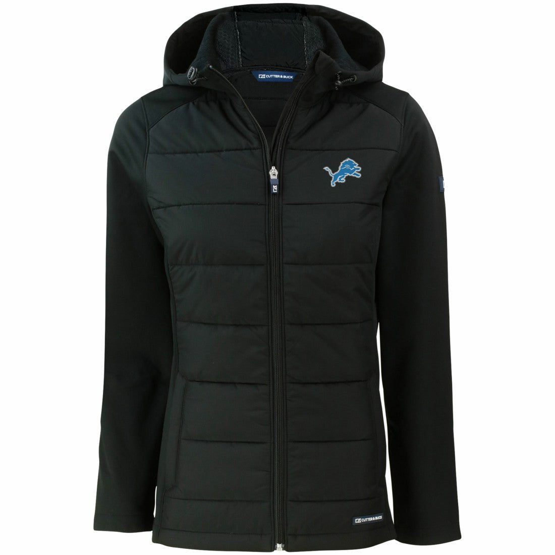 Cutter & Buck Women's Evoke PrimaLoft Hybrid Eco Softshell Recycled Full-Zip Hooded Jacket - Detroit Lions Jackets