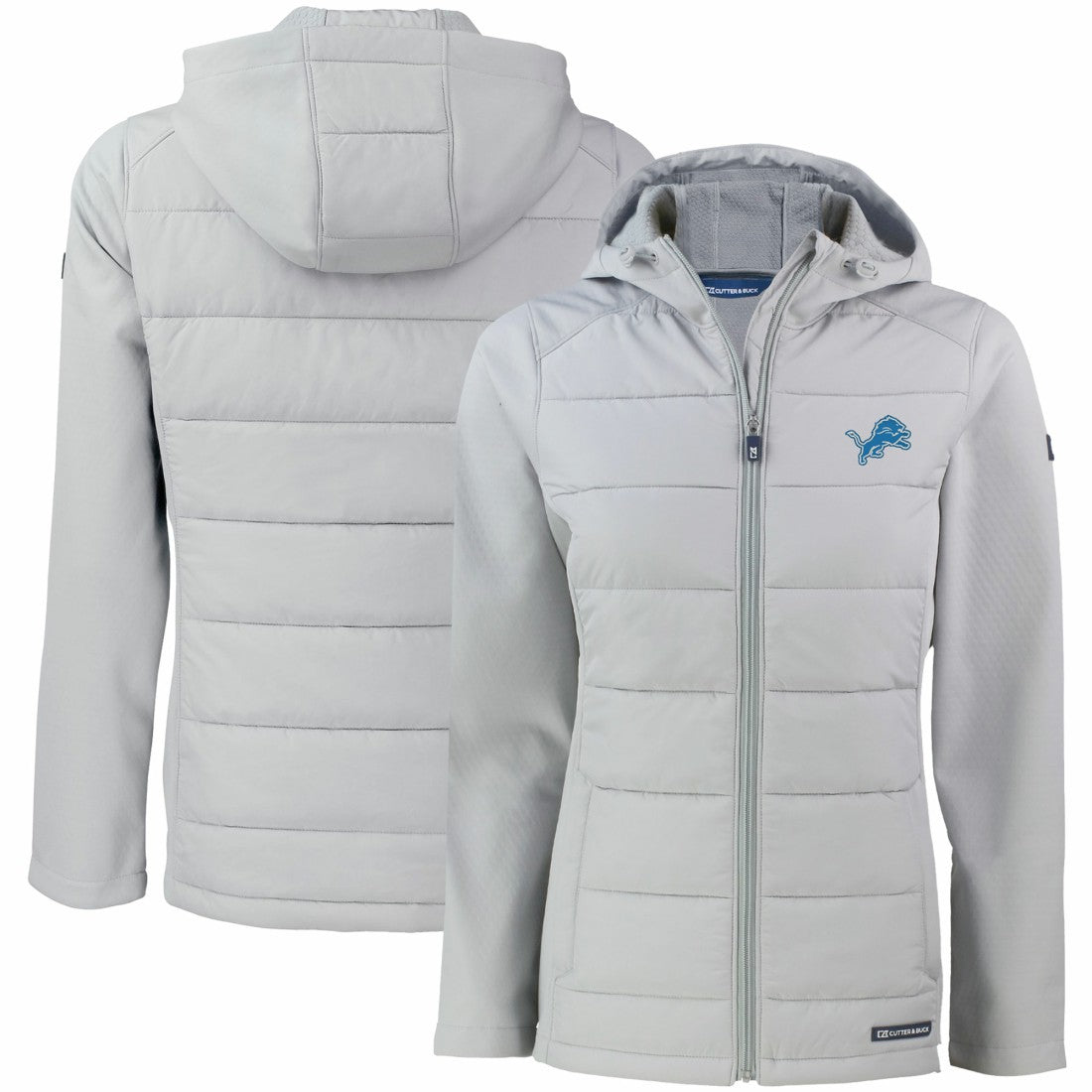 Cutter & Buck Women's Evoke PrimaLoft Hybrid Eco Softshell Recycled Full-Zip Hooded Jacket - Detroit Lions Jackets