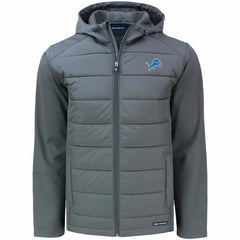 Cutter & Buck Evoke PrimaLoft Hybrid Eco Softshell Recycled Full-Zip Hooded Jacket - Detroit Lions Jackets