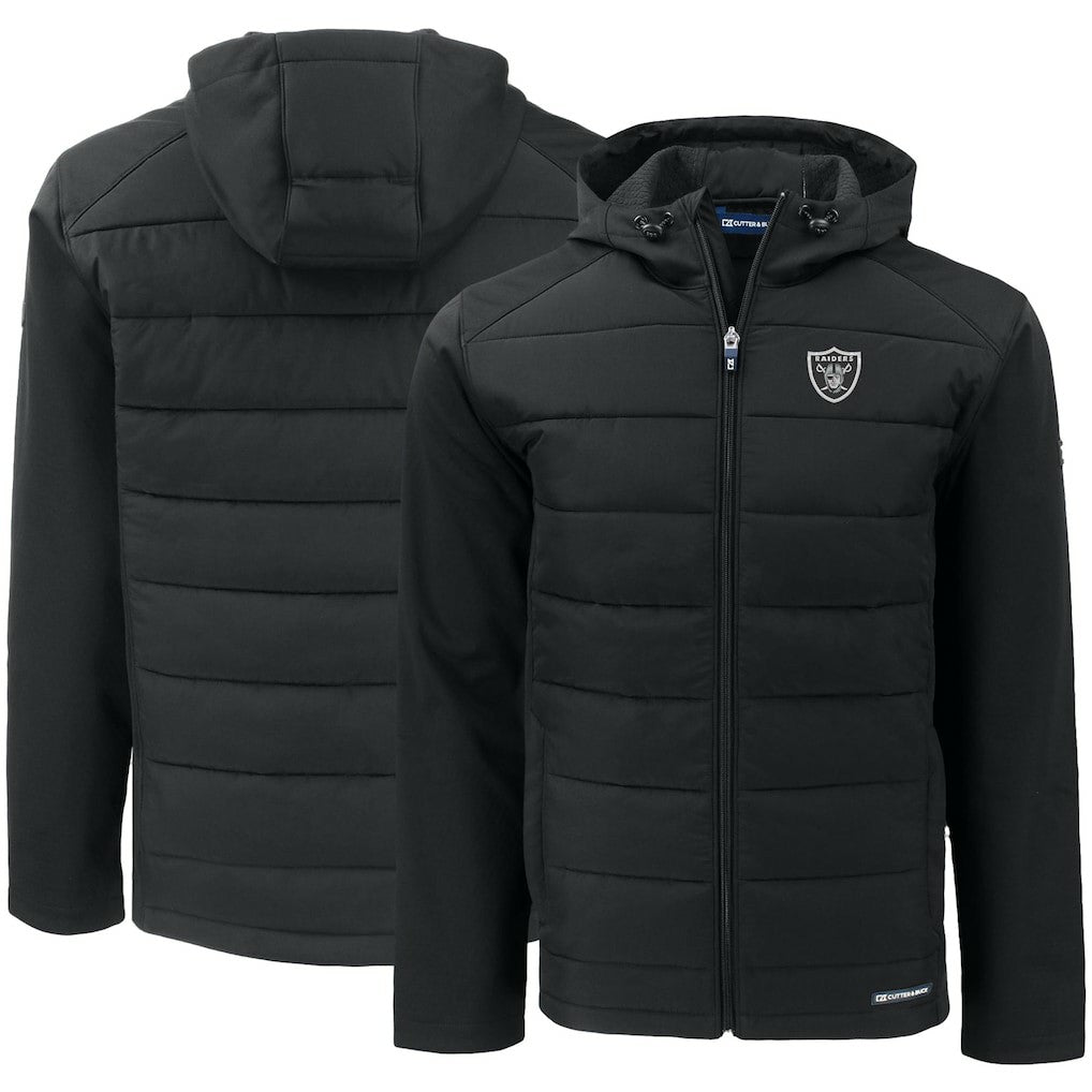 Cutter & Buck Evoke PrimaLoft Hybrid Eco Softshell Recycled Full-Zip Hooded Jacket - Las Vegas Raiders Jackets