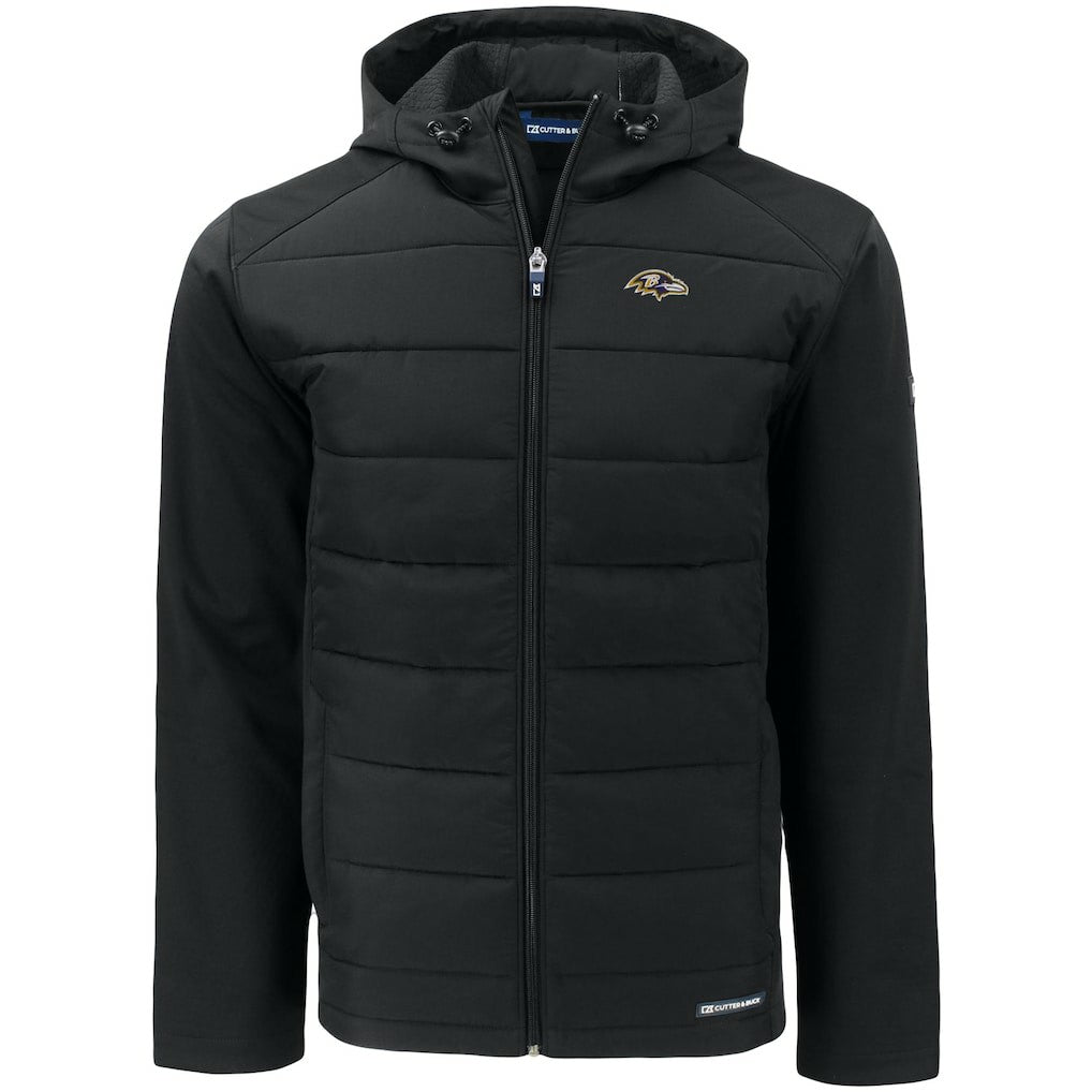 Cutter & Buck Evoke PrimaLoft Hybrid Eco Softshell Recycled Full-Zip Hooded Jacket - Baltimore Ravens Jackets