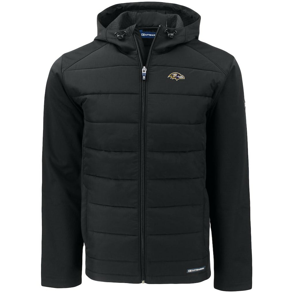 Cutter & Buck Evoke PrimaLoft Hybrid Eco Softshell Recycled Full-Zip Hooded Jacket - Baltimore Ravens Jackets